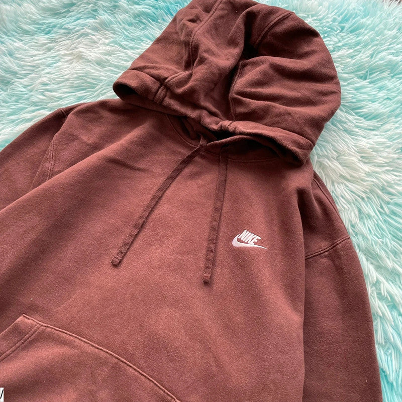 Brown Nike Hoodie Plain - Small