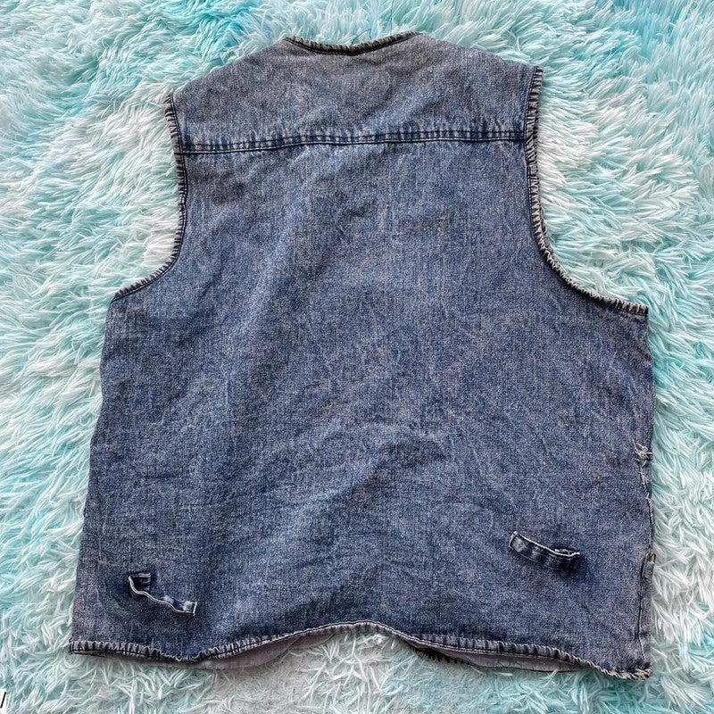 Vintage 90s Denim Vest Jacket - 3XL