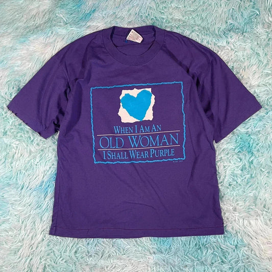 Vintage 90s Purple Woman Graphic T shirt - Largw