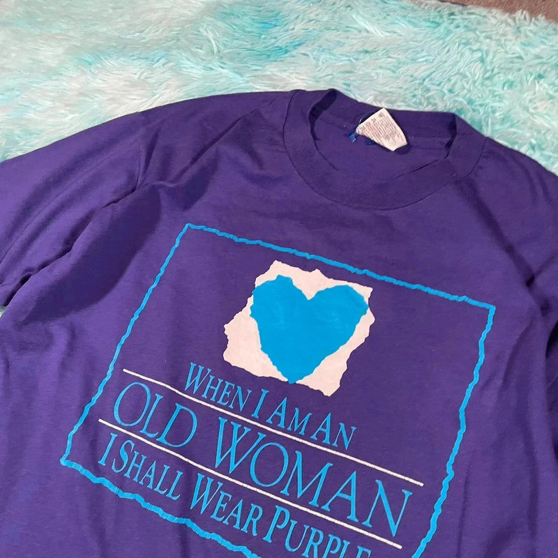 Vintage 90s Purple Woman Graphic T shirt - Largw