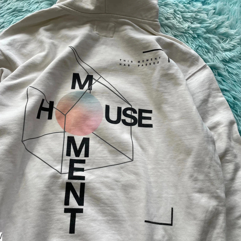 White Moment House Graphic Hoodie - Large