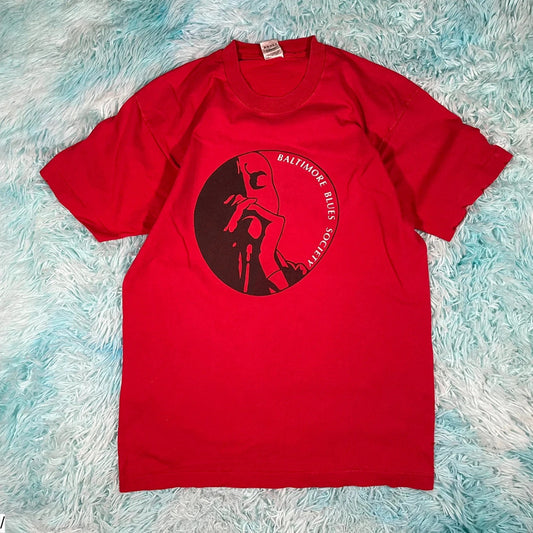 Vintage 90s Red Baltimore Blues Graphic T Shirt