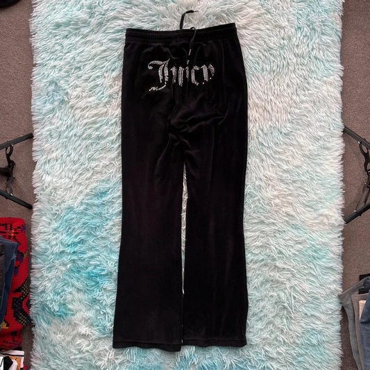 Black Juicy Couture Velour Tracksuit Bottoms - Small