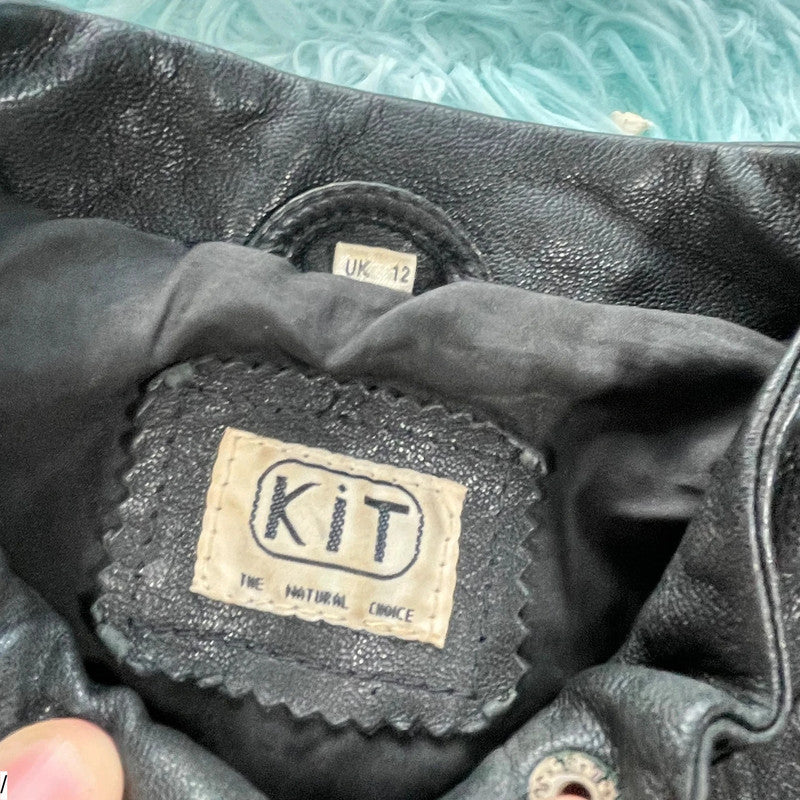 Vintage 90s Boxy Leather Jacket - Size 12