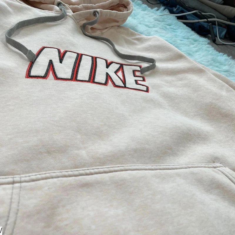 Light Rose Pink Nike Club Hoodie Spellout - Large
