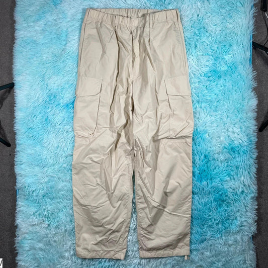 Beige Uniqlo Parachute Pants Nylon Cargo Bottoms - Medium