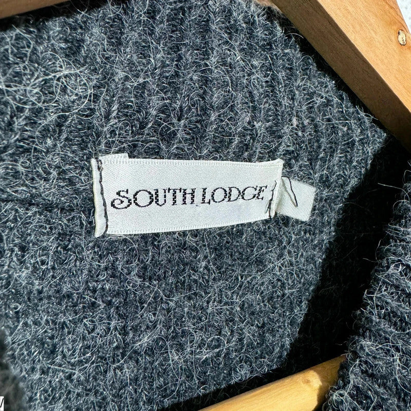 Vintage 90s Grey Patterned Knitted Jumper - Medium