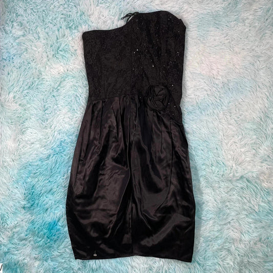 Vintage 80s Black Gunne Sax Strapless Dress - Size 7