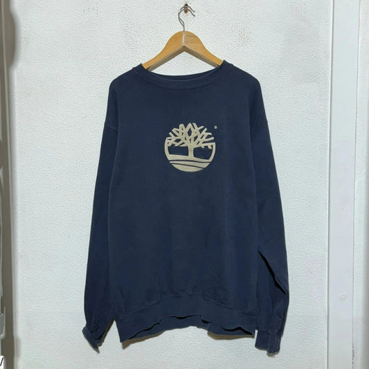 Vintage 90s Navy Timberland Sweatshirt Logo - Large