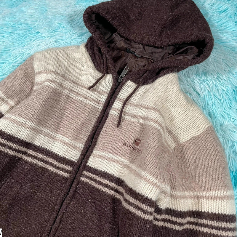 Vintage Brown & Cream G-Star Knitted Jacket - Medium