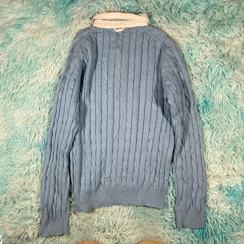 Baby Blue Gant Knitted Collared Jumper - Medium