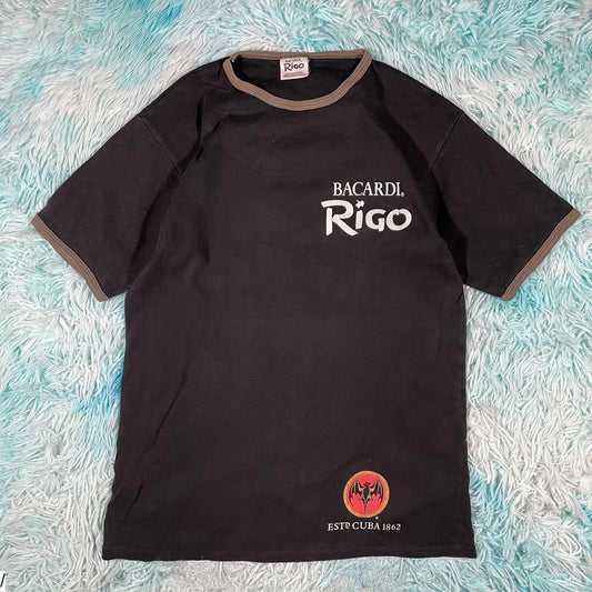 Vintage 00s Black Bacardi Rum Graphic T Shirt - Large