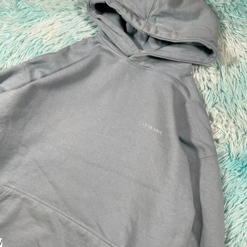 Light Blue I Love Ugly ILU Heavyweight Hoodie - XS