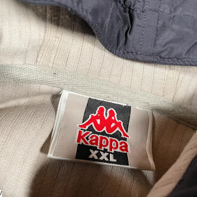 Vintage 90s Beige & Navy Kappa Fleece Jacket - XXL