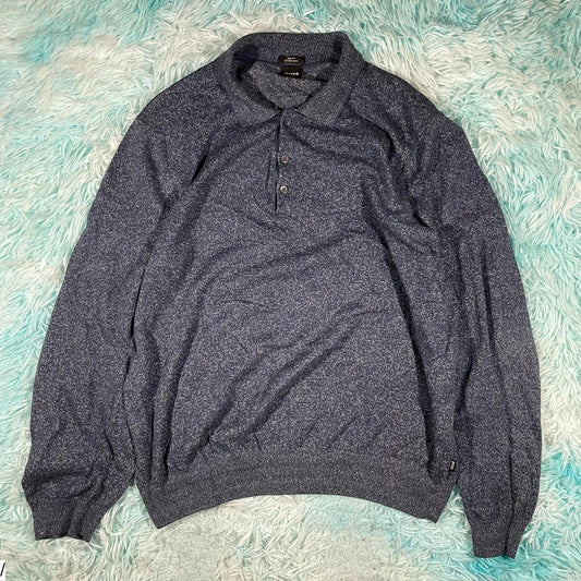 Blue Hugo Boss Cotton Linen Jumper - Large