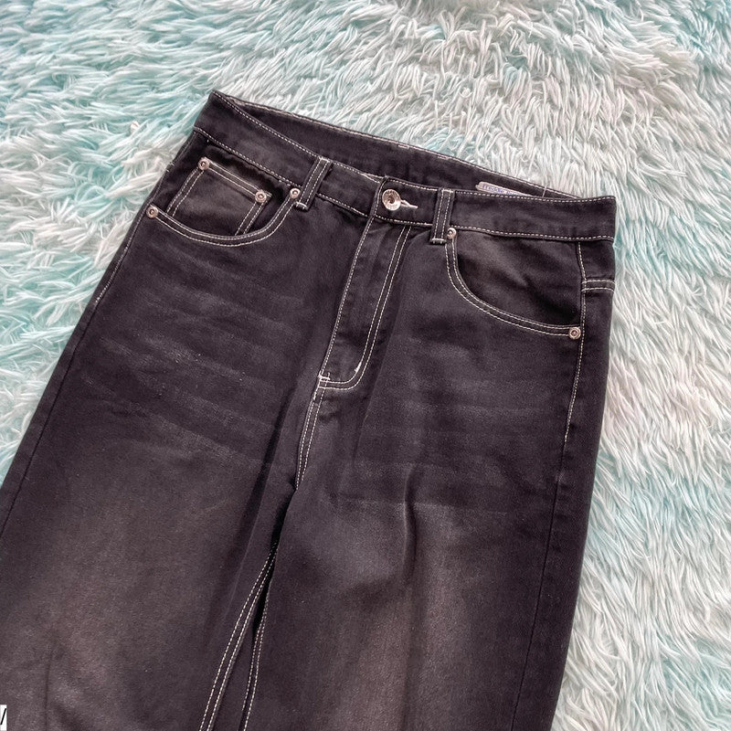 Black Off License Baggy Jeans - 30W L32