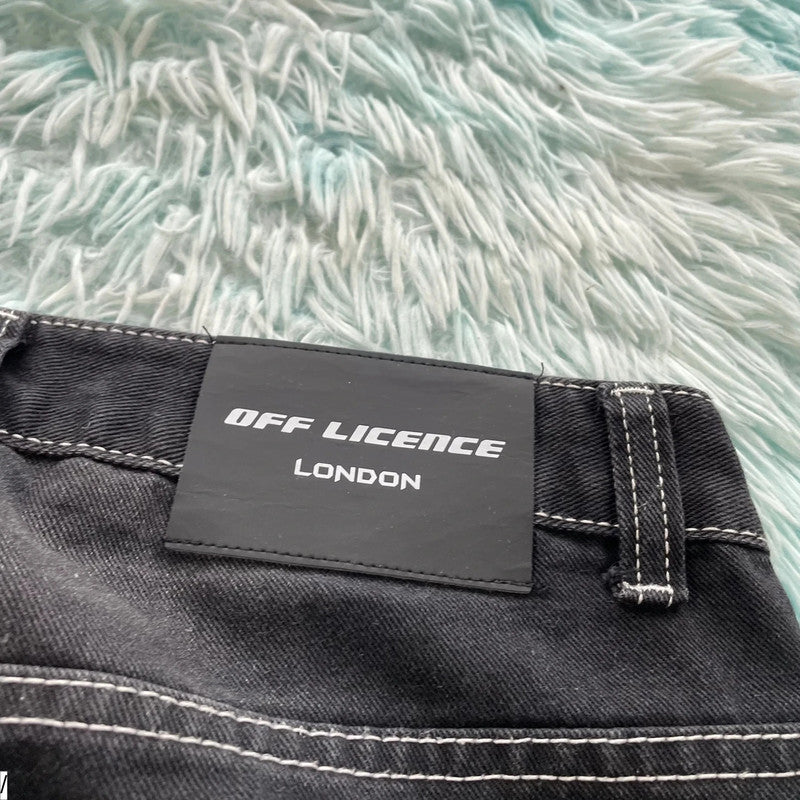 Black Off License Baggy Jeans - 30W L32
