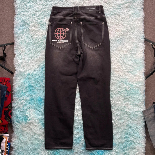 Black Off License Baggy Jeans - 30W L32
