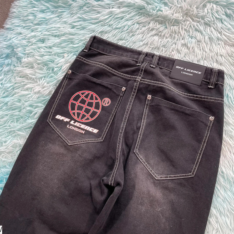 Black Off License Baggy Jeans - 30W L32