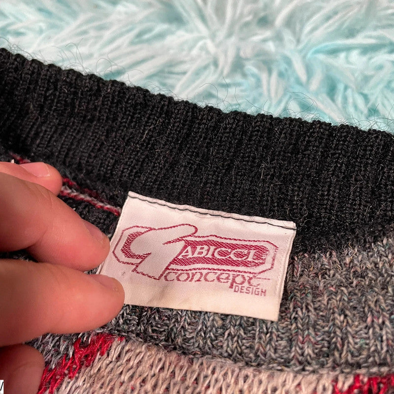 Vintage 90s Funky Grunge Patterned Gabicci Knitted Jumper - Large