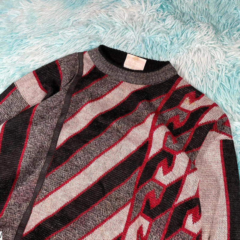 Vintage 90s Funky Grunge Patterned Gabicci Knitted Jumper - Large