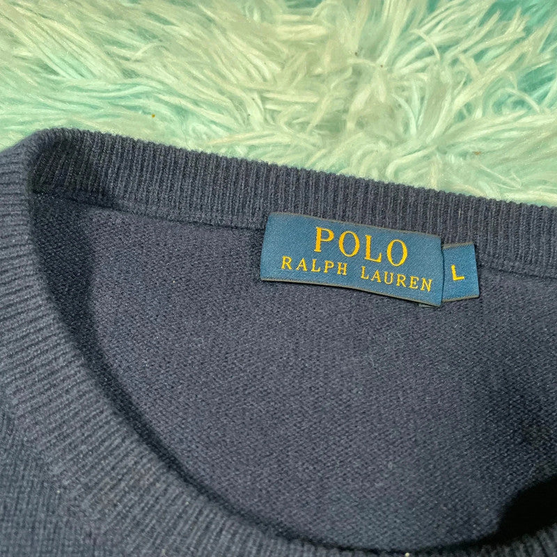 Navy Polo Ralph Lauren Wool Jumper - Large