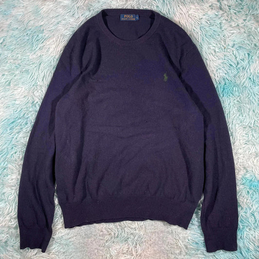 Navy Polo Ralph Lauren Wool Jumper - Large