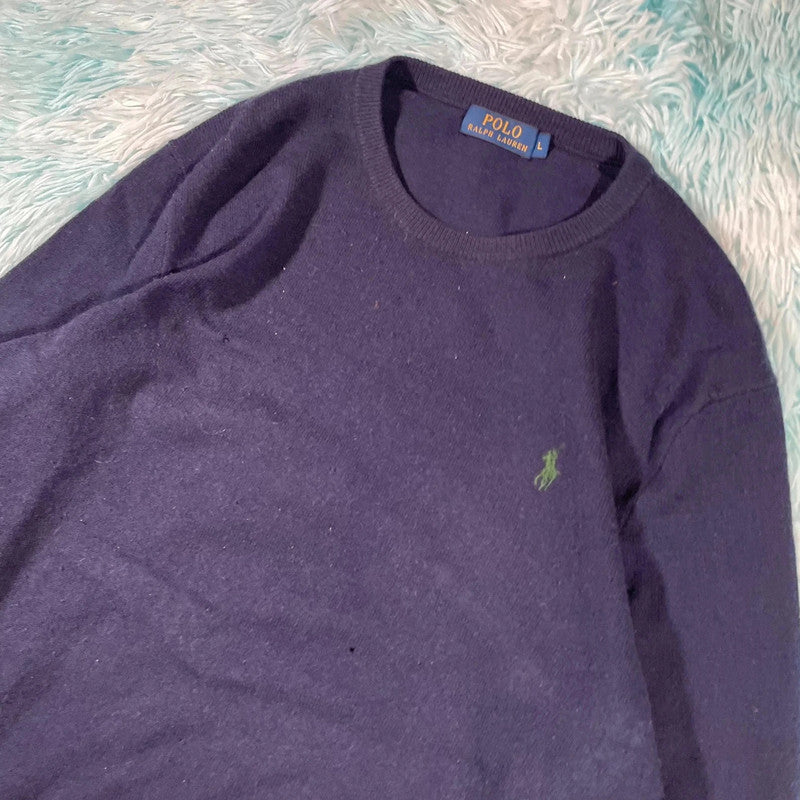 Navy Polo Ralph Lauren Wool Jumper - Large