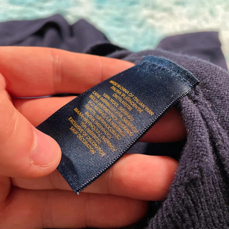 Navy Polo Ralph Lauren Wool Jumper - Large