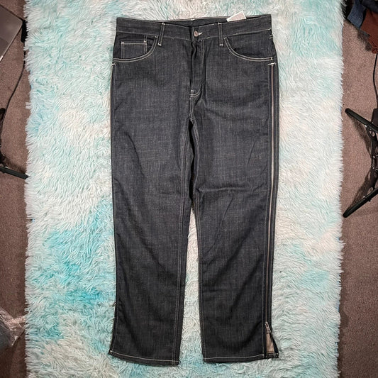 Navy Zara Raw Denim Jeans Zipped-sides - Size 16