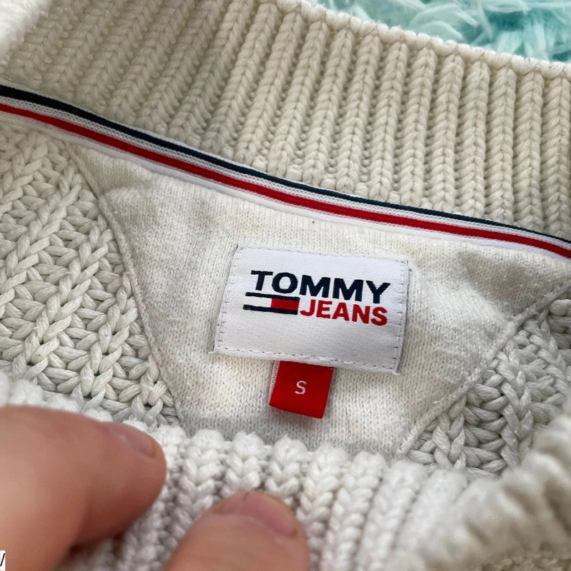 White Tommy Jeans Knitted Jumper Flag - Small