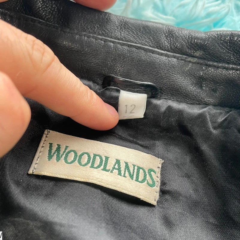 Vintage Y2K Black Leather jacket - Size 12