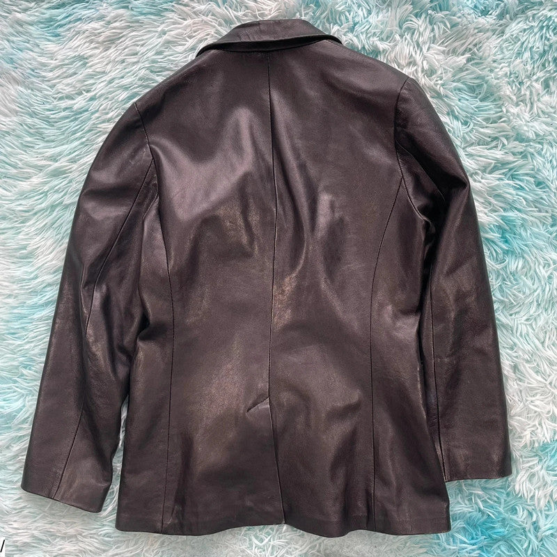 Vintage Y2K Black Leather jacket - Size 12