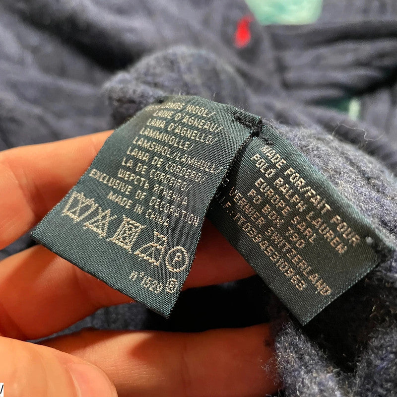 Vintage Navy Polo Ralph Lauren Knitted Jumper - Large