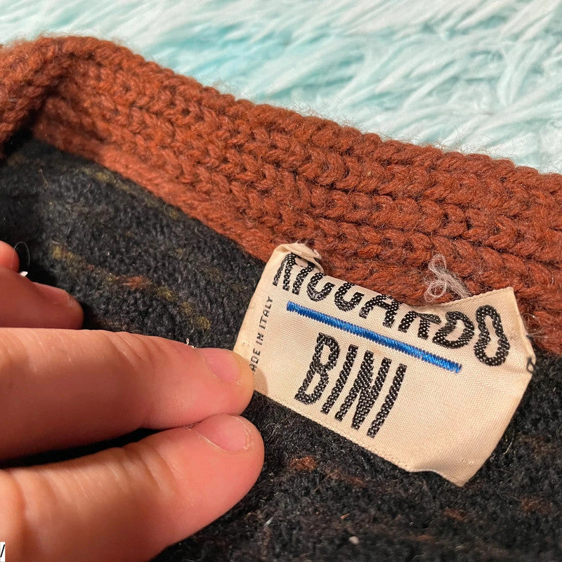 Vintage 80s Funky Patterned Knitted Jumper - Large