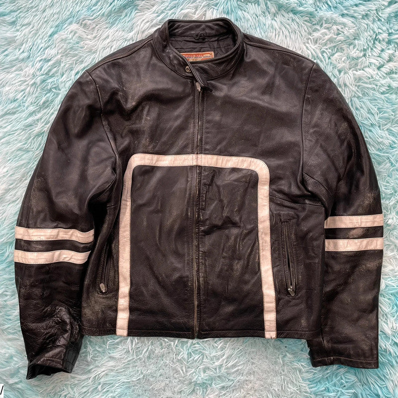 Vintage 90s Black Fuente Biker Jacket - Large