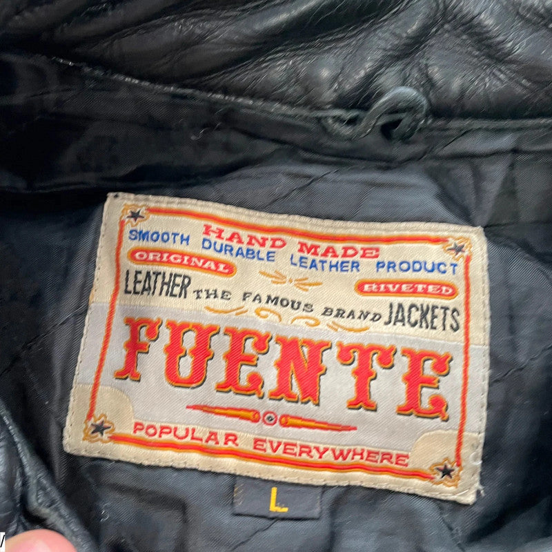 Vintage 90s Black Fuente Biker Jacket - Large