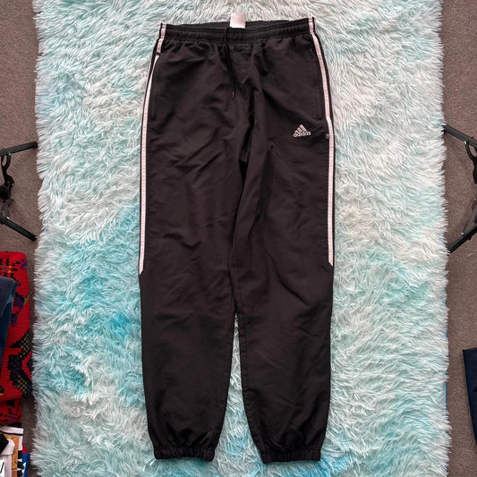 Vintage Black Adidas Tracksuit Bottoms - Medium