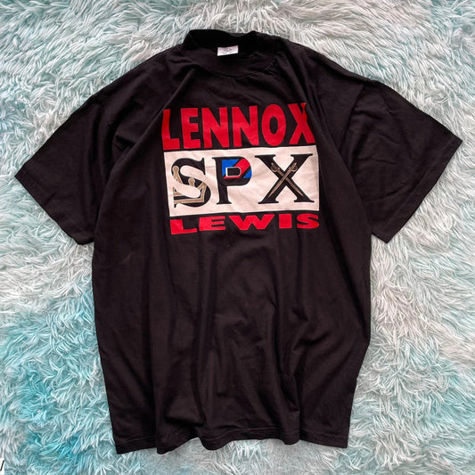Vintage 90s Black Lenox Lewis Wrestling Graphic T Shirt - XL