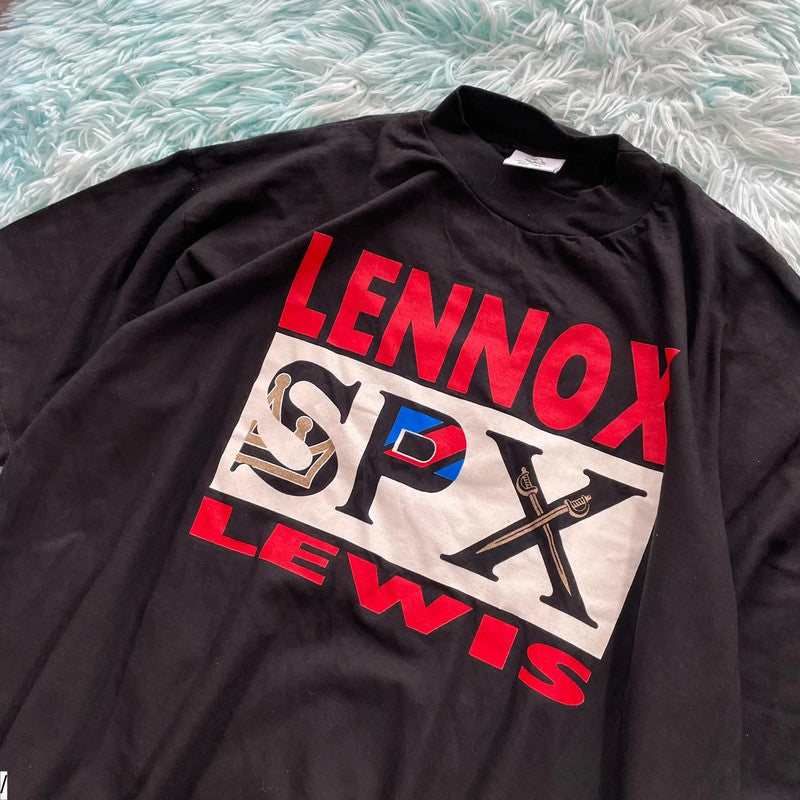 Vintage 90s Black Lenox Lewis Wrestling Graphic T Shirt - XL