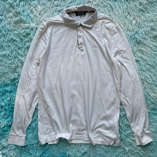 White Aquascutum Long Sleeve Polo Shirt - Medium