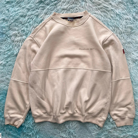 Vintage 90s Cream White Reebok Sweatshirt - Medium
