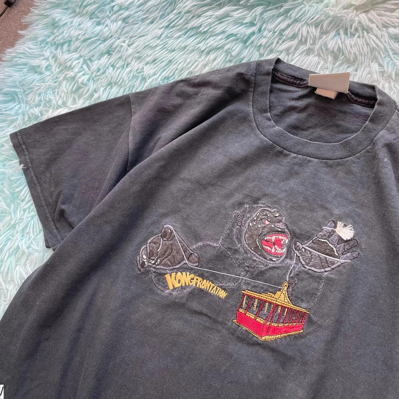 Vintage 90s Black Kongfrontation Ride Universal Studios T Shirt - XL