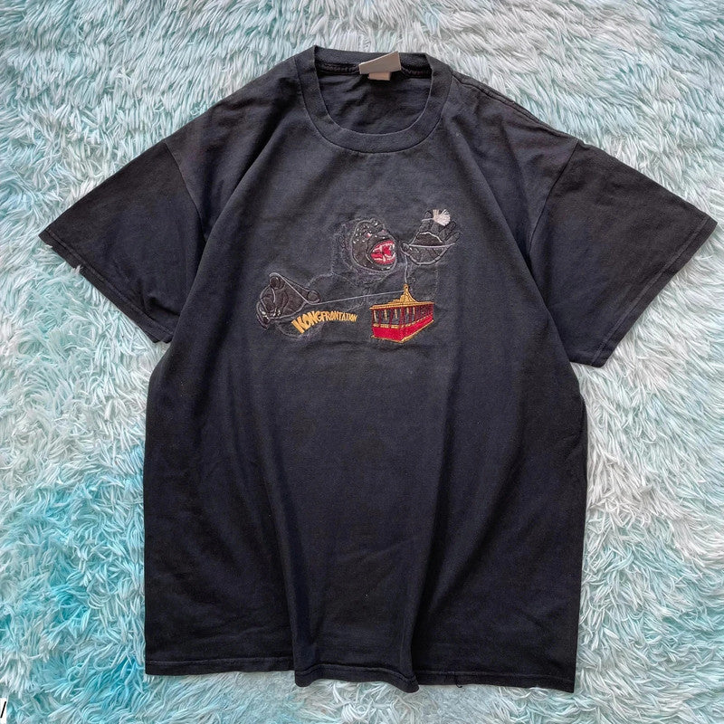 Vintage 90s Black Kongfrontation Ride Universal Studios T Shirt - XL
