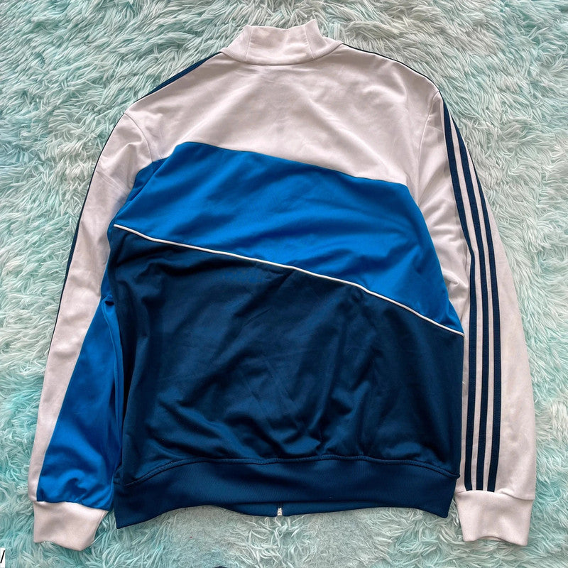 Vintage Y2K White & Blue Adidas Track Jacket - XXL