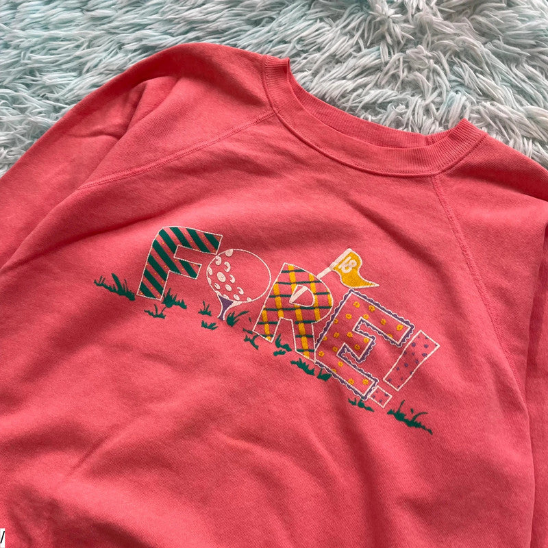 Vintage 80s Pink Golf Graphic Sweatshirt - Large