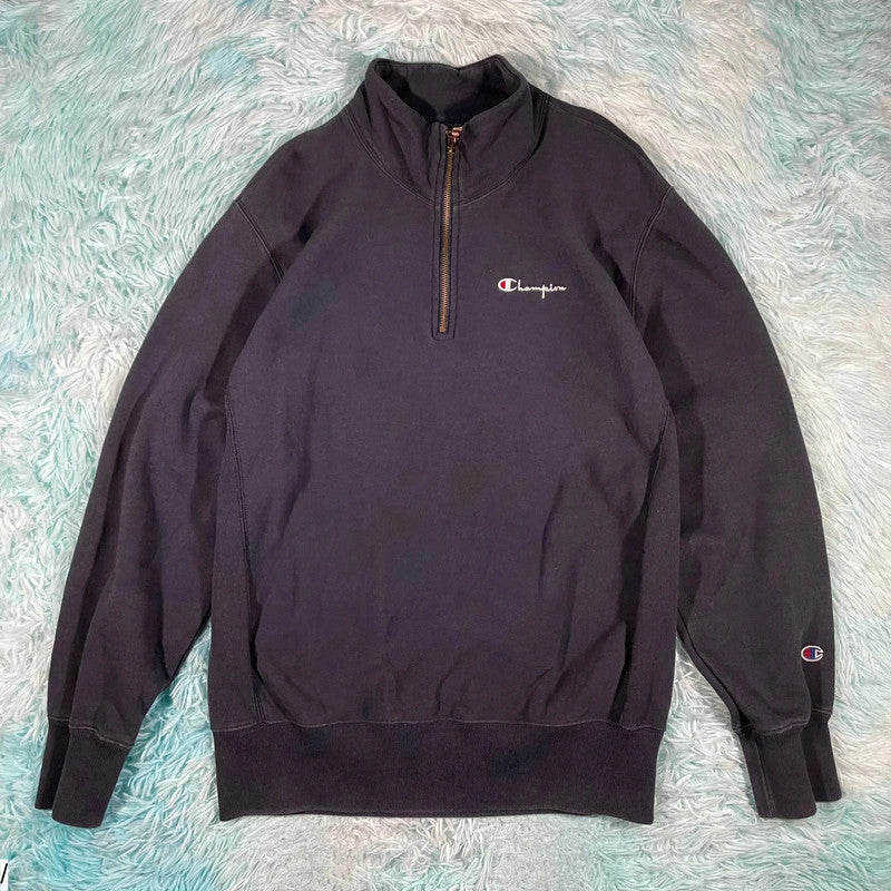 Black Champion 1/4 Zip Sweatshirt - XL