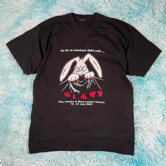 Vintage 2004 Black Interhash Graphic T Shirt - Large