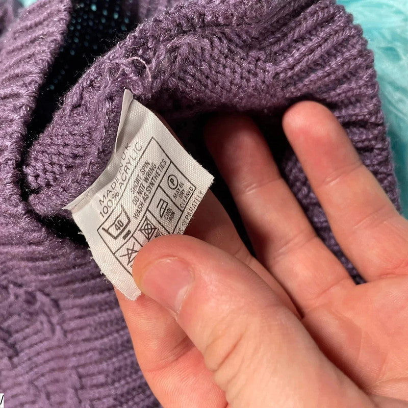 Vintage 80s Purple Knitted Jumper - Size 12
