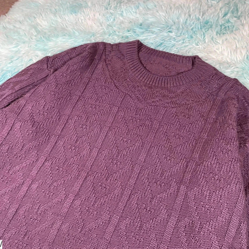 Vintage 80s Purple Knitted Jumper - Size 12